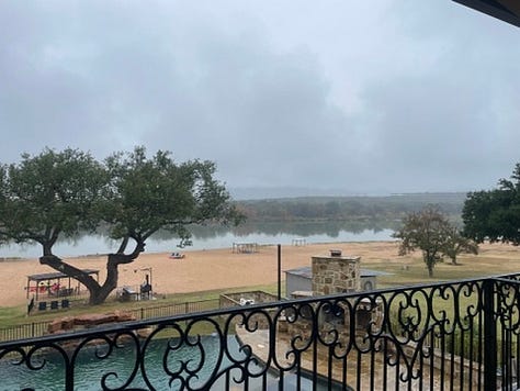 My photos of the frittata, the rain chain, and the cloudy skies