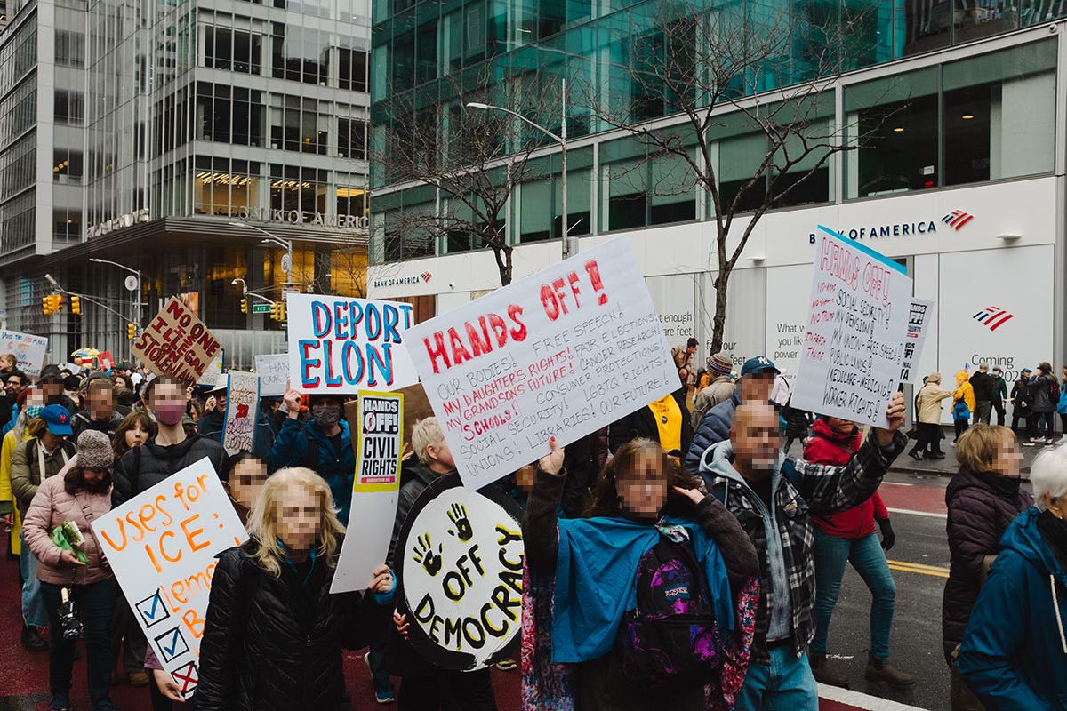 Protest signs at Hands Off, NYC