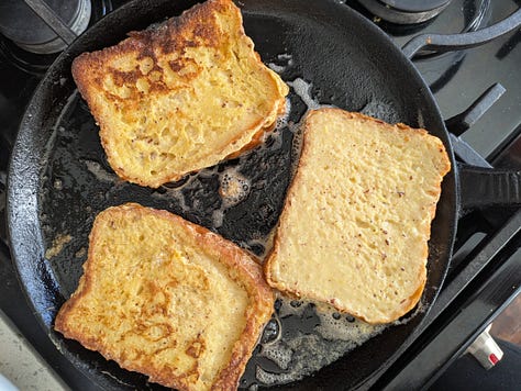 Making French toast.