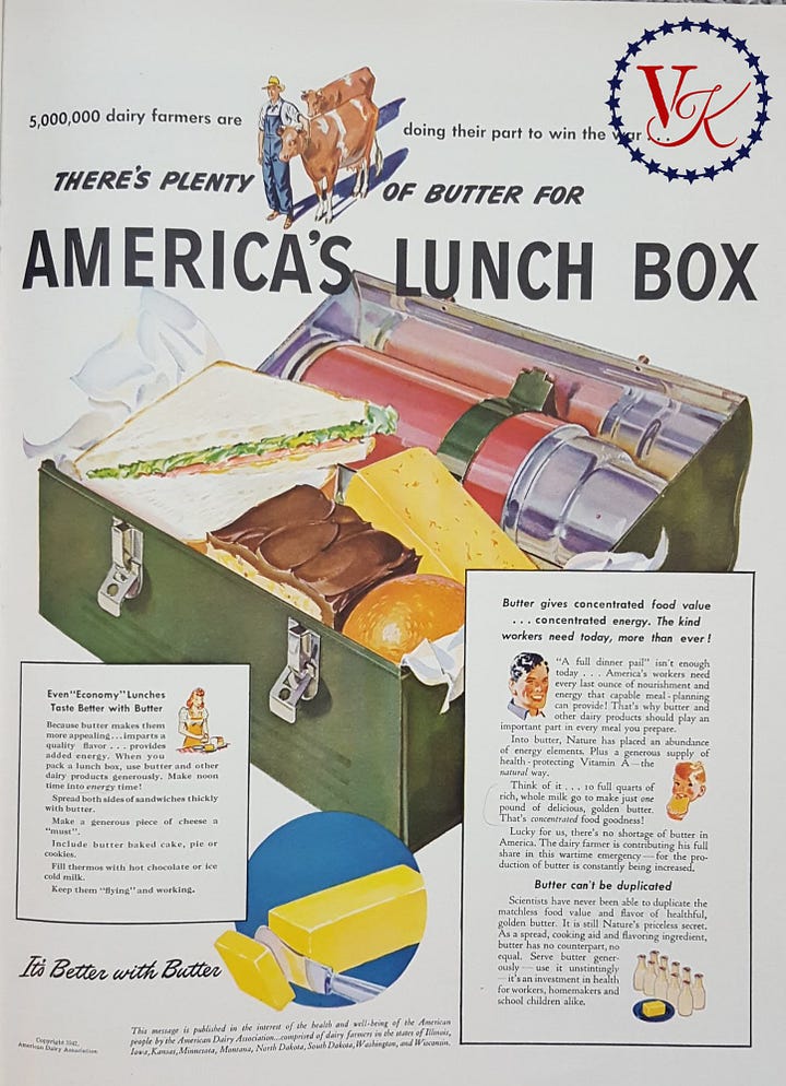 various ads promoting the importance of a healthy nourishing lunch