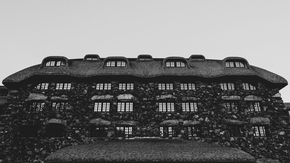 The Grove Park Inn in Asheville. Fitzgerald’s rooms are on the upper left. The author requested rooms overlooking the parking lot—and not the spectacular view of Mt. Pisgah from the other side—so that he could see who was arriving to the hotel. The Grove Park Inn in Asheville. Fitzgerald’s rooms are on the upper left. The author requested rooms overlooking the parking lot—and not the spectacular view of Mt. Pisgah from the other side—so that he could see who was arriving to the hotel.