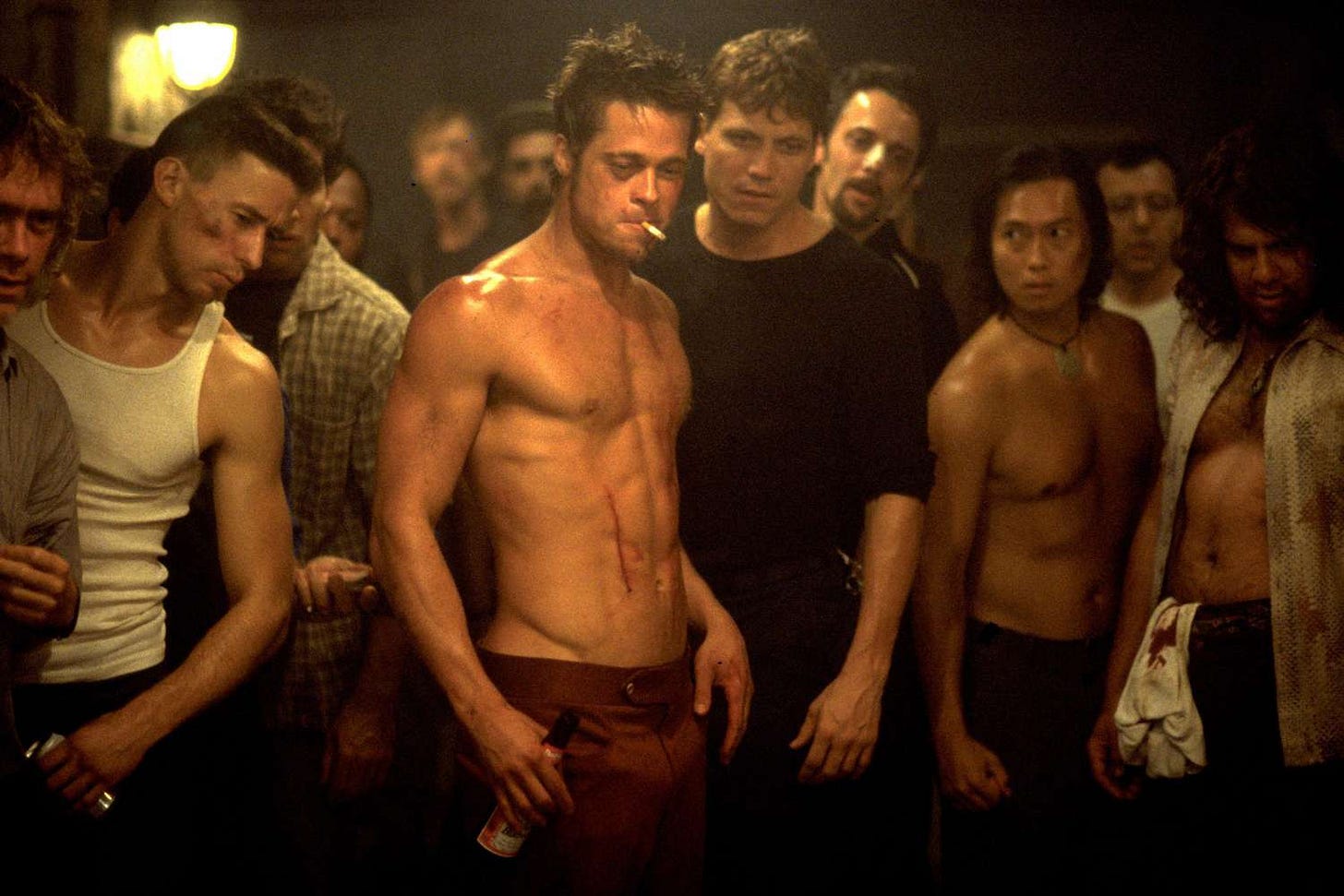 Brad Pitt doesn't remember the first rule of Fight Club