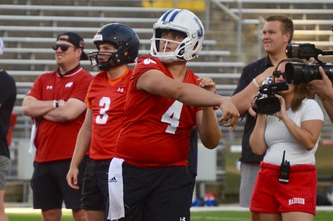 Images from Wisconsin football's first skills position camp on Wednesday, June 3, 2026 inside Camp Randall Stadium.
