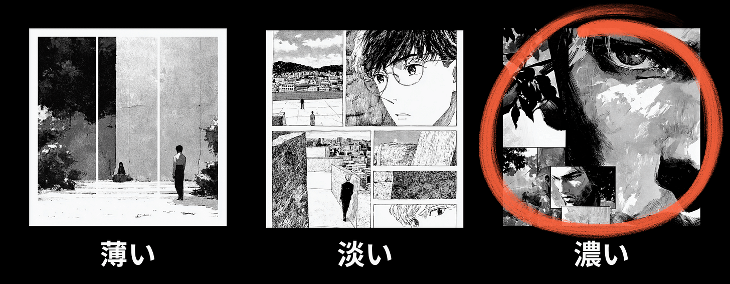 Visual intensity meter for the "Narrative Immersion" category in the Graphic Review of the manga “The Voice Said Kill.” This image represents the koi level, signaling the highest point or high intensity/depth for this category.