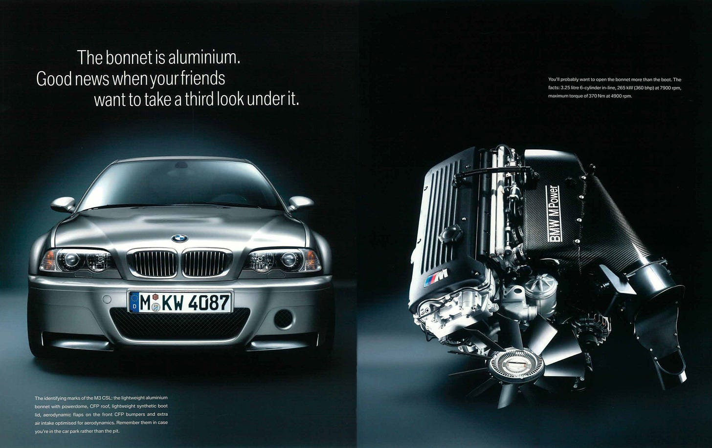 BMW E46 M3 CSL brochure S54 engine