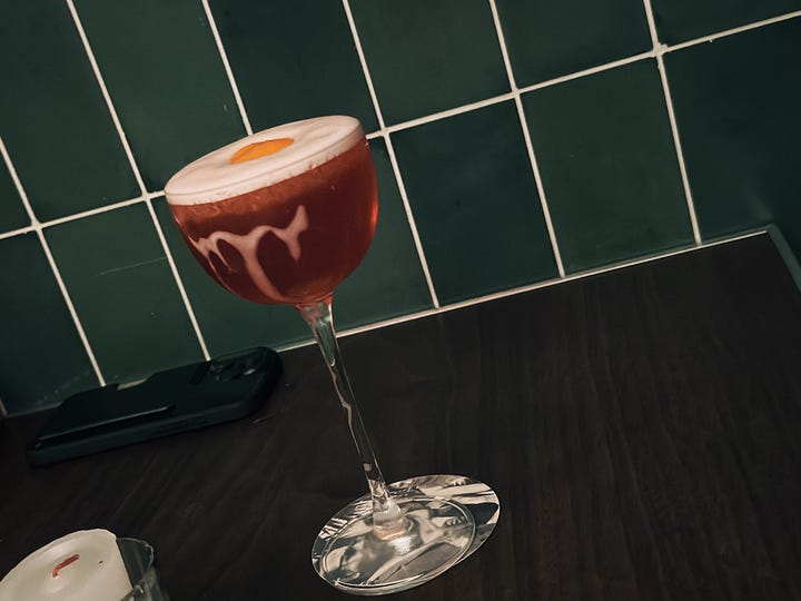 Cocktail and ice cube, Bar Mauro, Mexico City