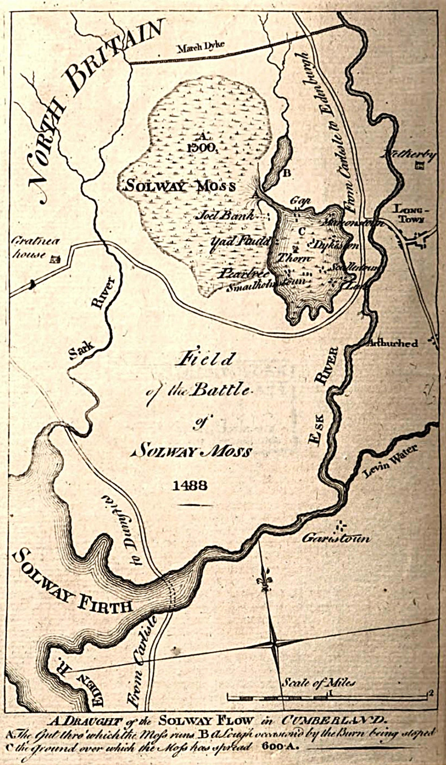 Antique map showing Solway Moss Antique map showing Solway Moss