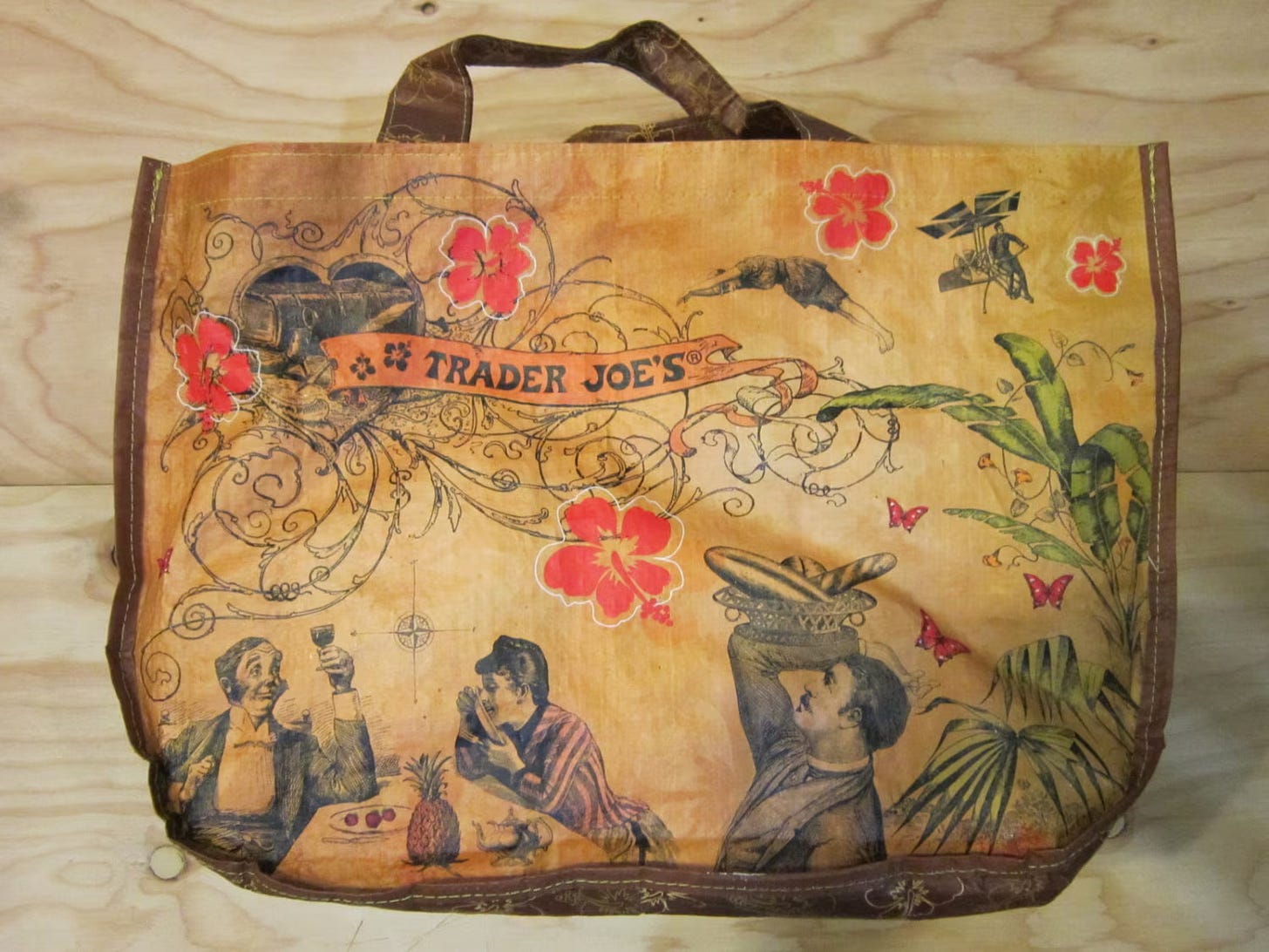 A Trader Joe's reusable bag. A Trader Joe's reusable bag.
