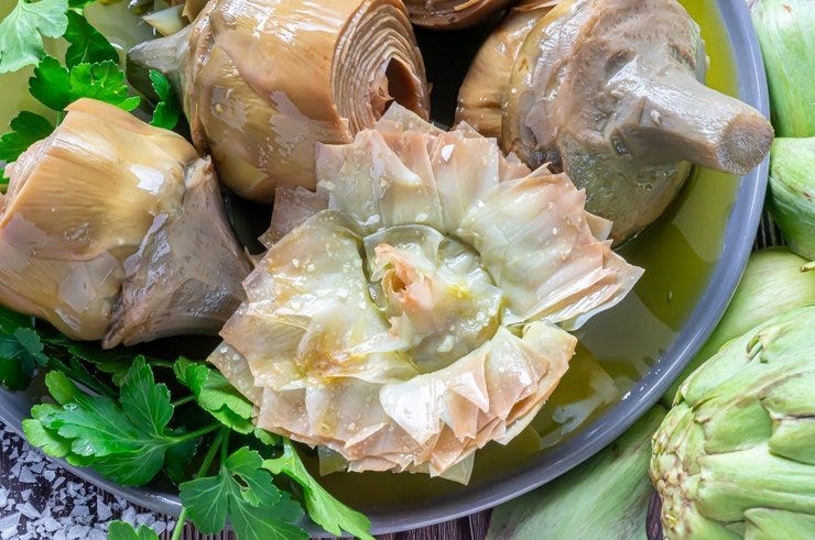 Alcachofas confitadas