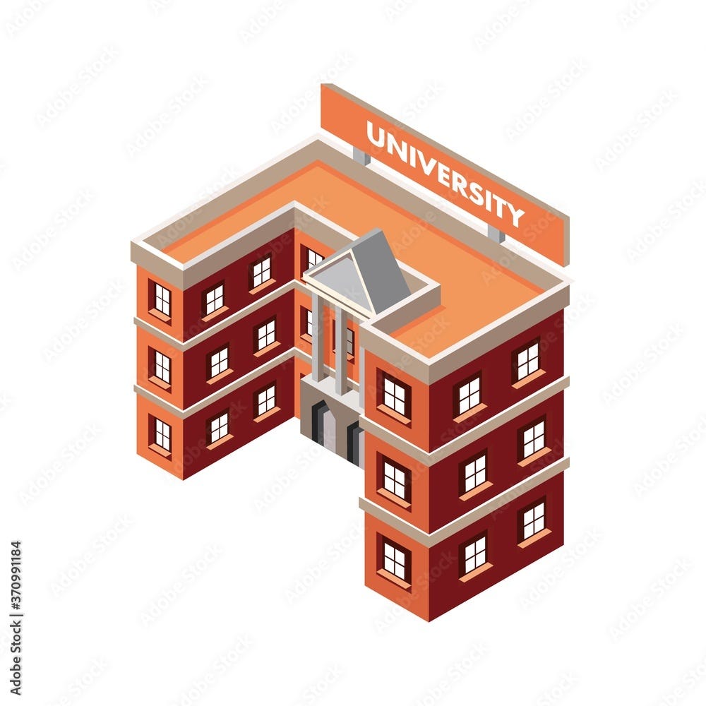 Campus University Building Isometric Isolated in White Stock Vector | Adobe Stock Campus University Building Isometric Isolated in White Stock Vector | Adobe Stock