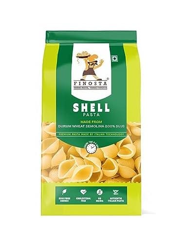Finosta Shell Pasta Made of Durum Wheat Semolina, Easy to Cook | Tasty and Healthy | No Maida | Source of Fibre | Cholesterol Free | Vegetarian, 500gm
