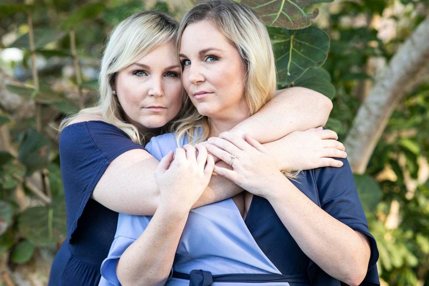 Madison Conradis, left, and her twin sister, Christine Messier, in Florida