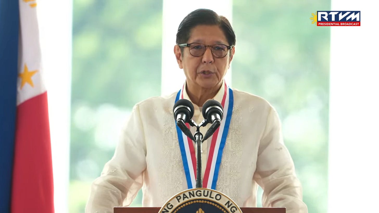 Philippine President Ferdinand Marcos Jr. delivers a speech about honouring past and modern-day heroes and protecting the country’s sovereignty Philippine President Ferdinand Marcos Jr. delivers a speech about honouring past and modern-day heroes and protecting the country’s sovereignty