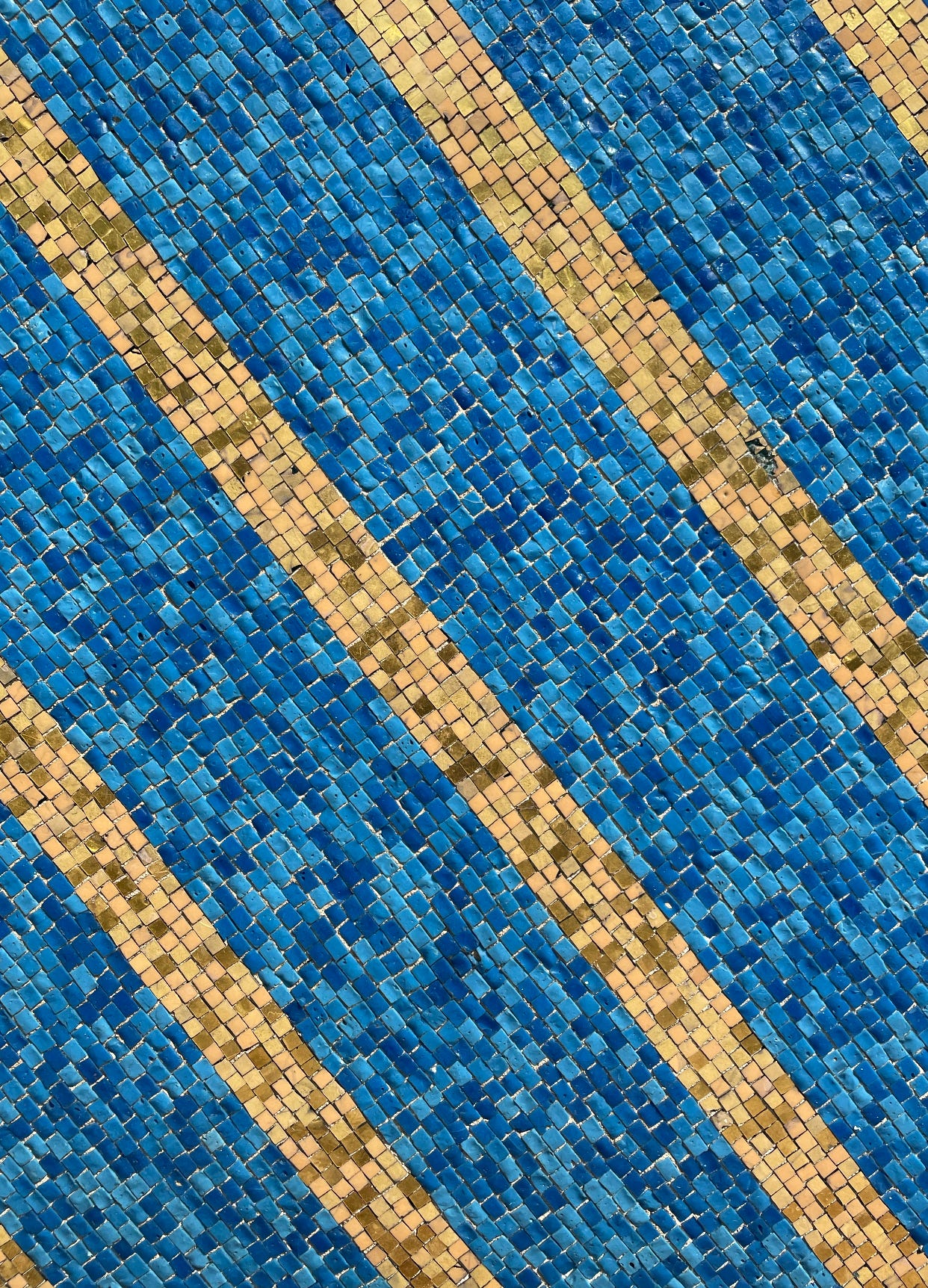 A blue and gold mosaic