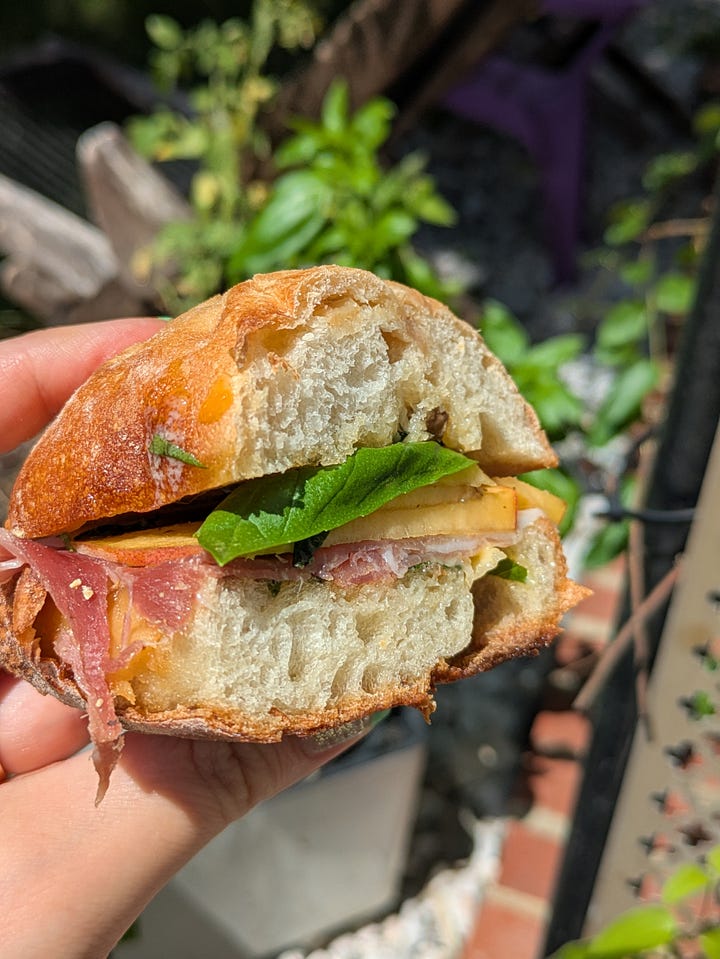 Peach and Prosciutto Sandwich.