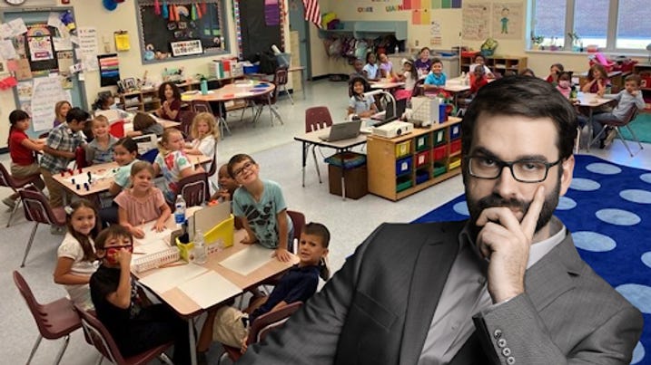 Matt Walsh in an elementary school classroom