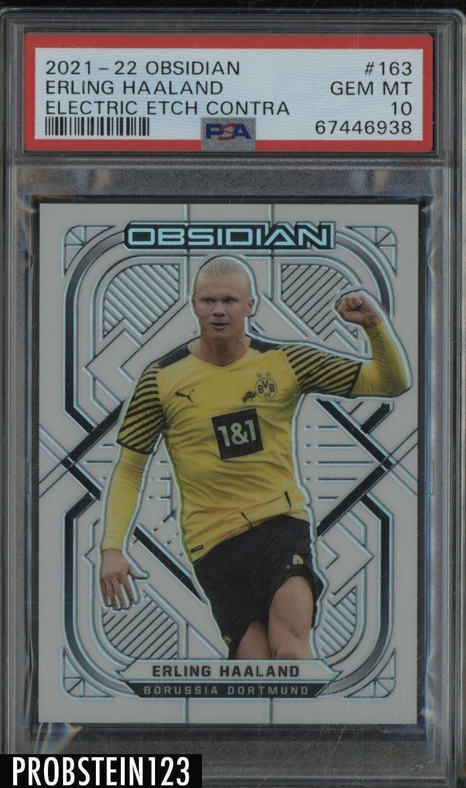 2021-22 Panini Obsidian E/E Contra Soccer #163 Erling Haaland /9 PSA 10 GEM MINT - Picture 1 of 2