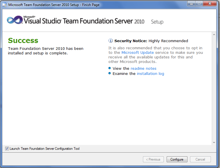 Cài đặt Team Foundation Server 2010 trên Windows 7