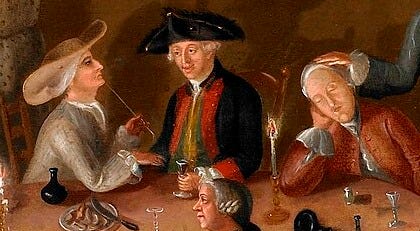 Detail from Sea Captains Carousing in Surinam, by John Greenwood, 1755