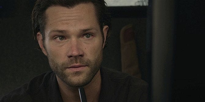 Walker Jared Padalecki trying to get Geri to calm down with Oswald. Walker Jared Padalecki trying to get Geri to calm down with Oswald.