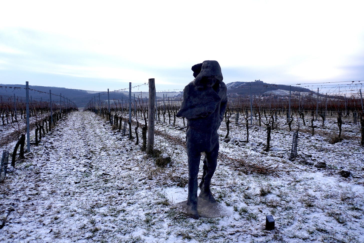 A statue presides over the vineyards over Vinastvi Plener. Photo (c) Simon J Woolf.