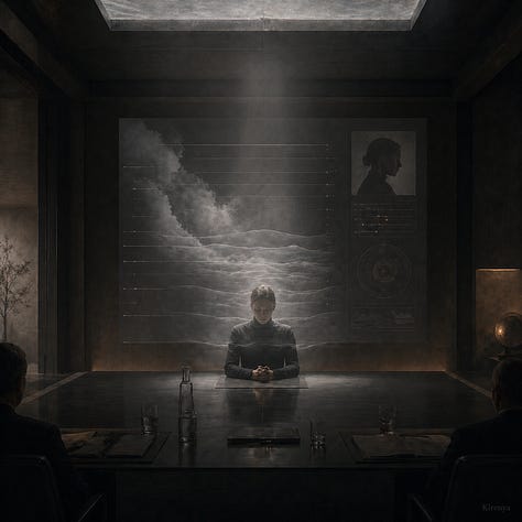 A nine-image conceptual visual essay showing different forms of creative atmosphere. The images include a person reading beside falling rain, a writer under an approved cloud in an institutional room, a figure seated before a large projected weather diagram, a person studying maps under golden light, a worldbuilder drawing over a glowing cosmic map, a quiet interior with several rooms and changing atmospheres, and two reflective portraits of writers in warm and shadowed light. The set explores the idea that creative work has its own emotional, symbolic, intellectual, and atmospheric weather.