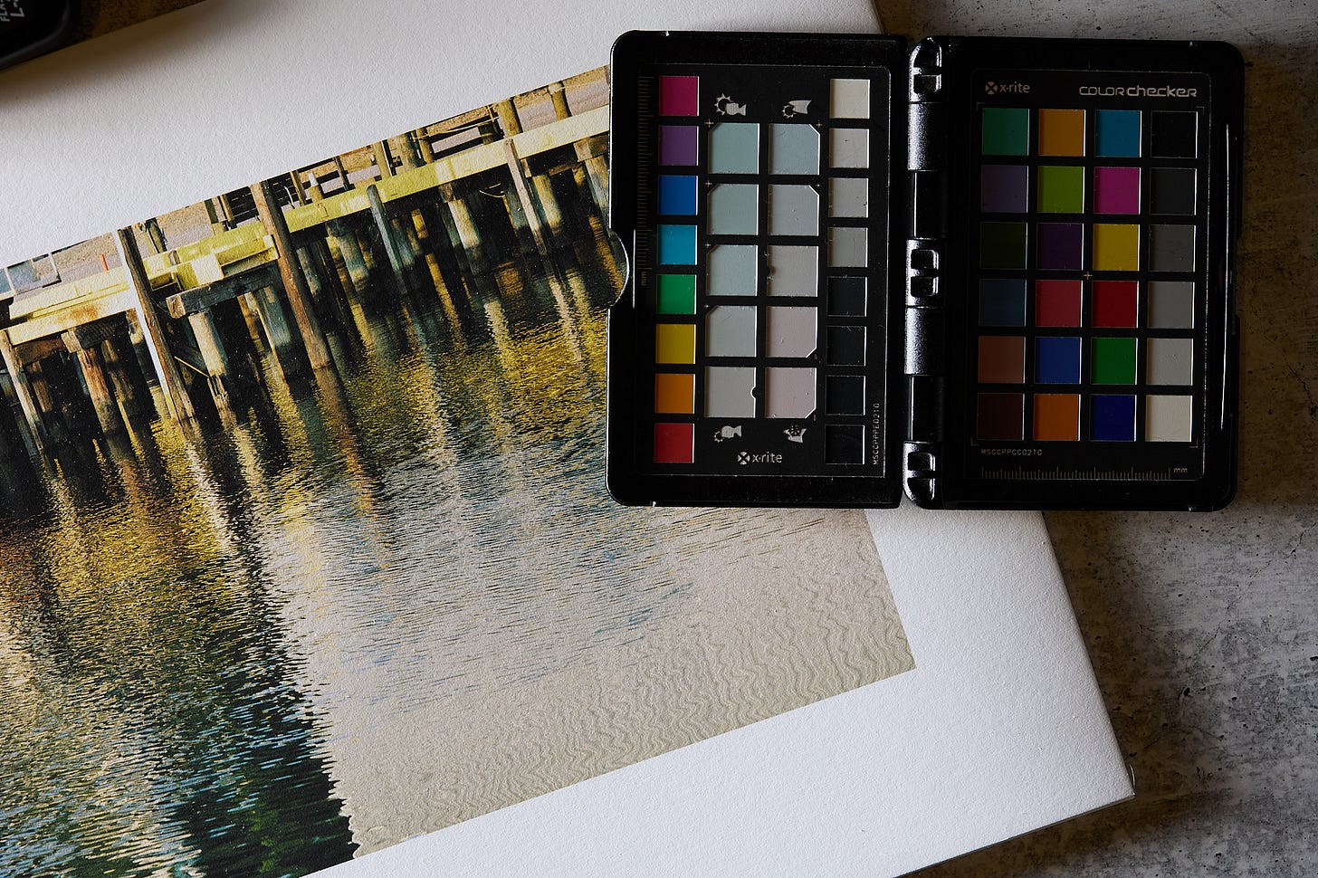 Canson Arches 88 with color checker to illustrate how extreme the lighting is