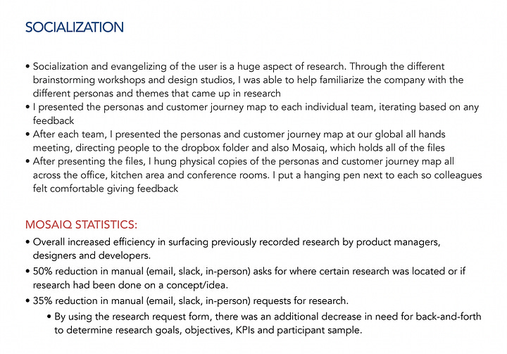 Screenshots from a successful UXR case study