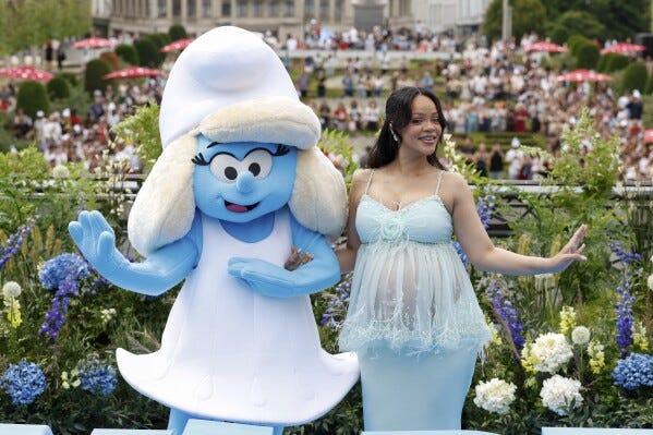 Rihanna charmed the crowds at Smurfs movie premiere in Belgium | AP News