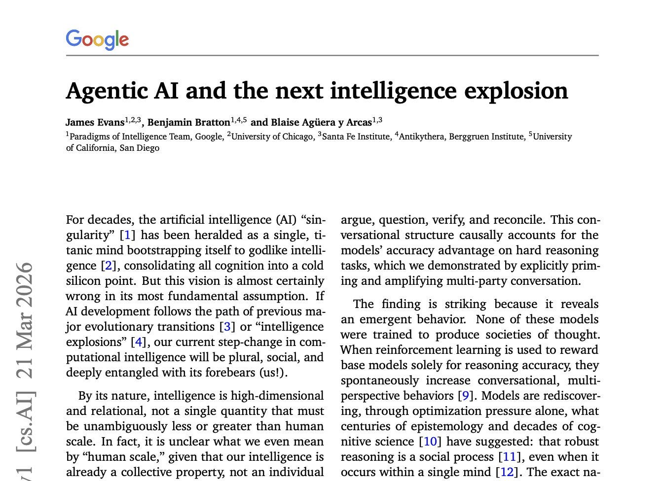 Agentic AI and the Next Intelligence Explosion