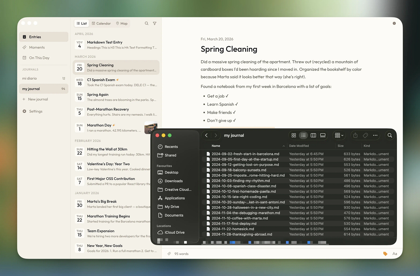 Cozy Journal entries stored as plain text files in a local folder — no cloud, no lock-in Cozy Journal entries stored as plain text files in a local folder — no cloud, no lock-in