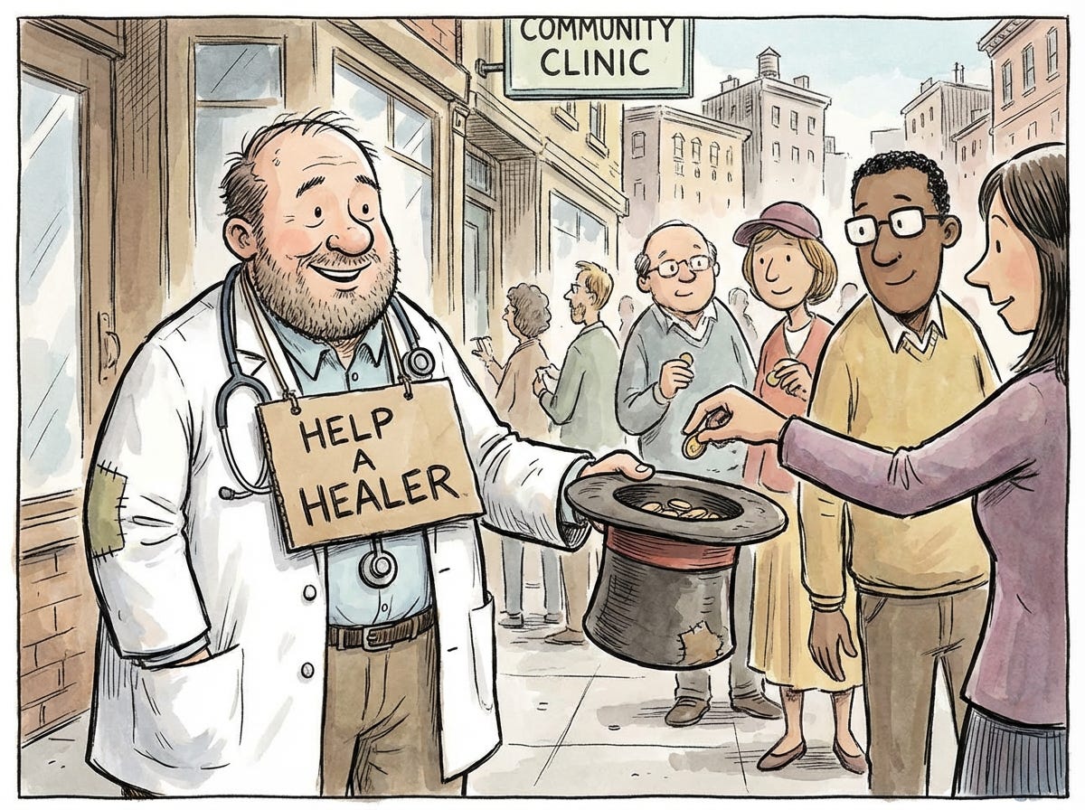 researcher holding out hat for tips