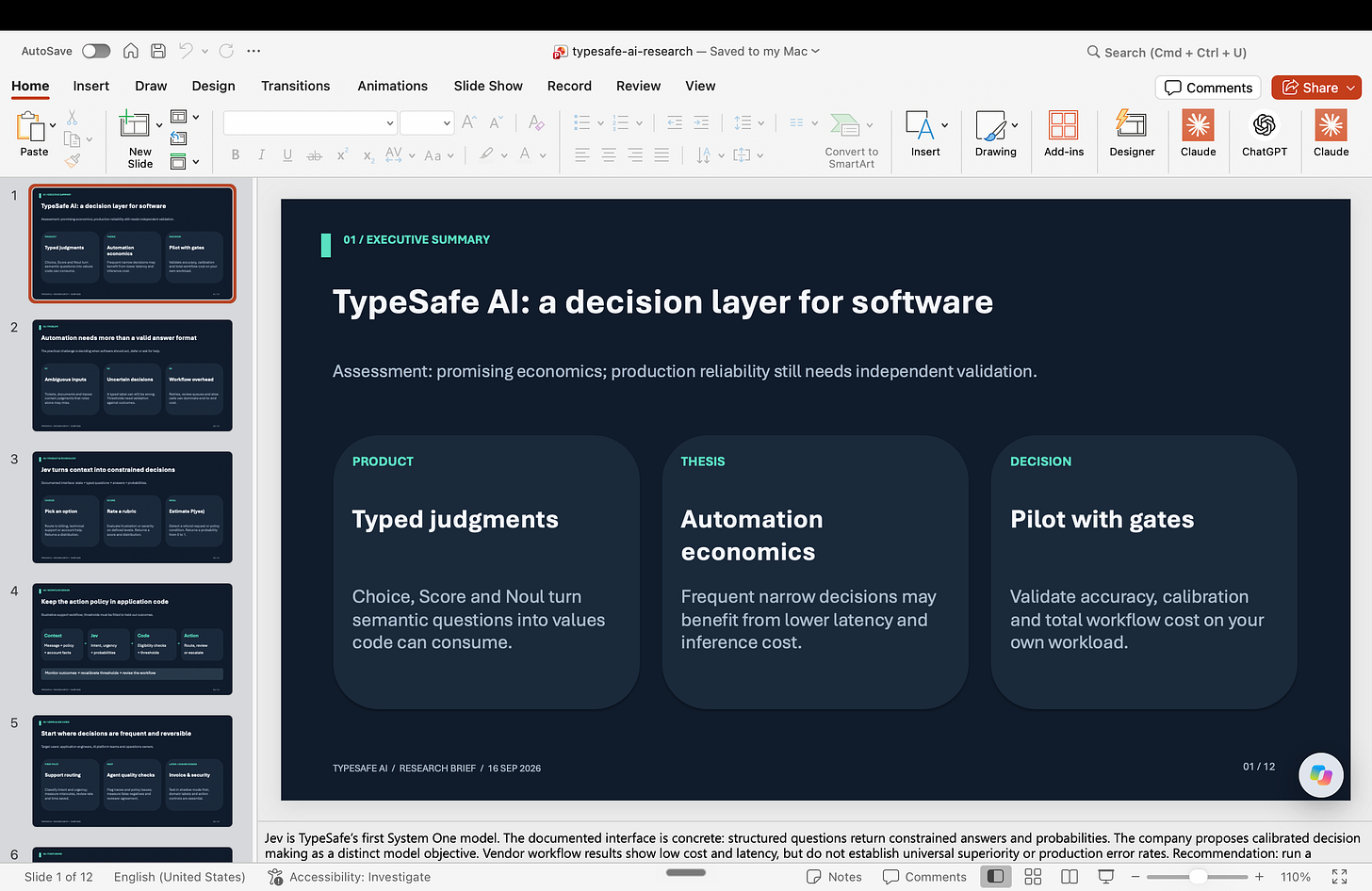The generated TypeSafe.ai PowerPoint deck open in Microsoft PowerPoint The generated TypeSafe.ai PowerPoint deck open in Microsoft PowerPoint