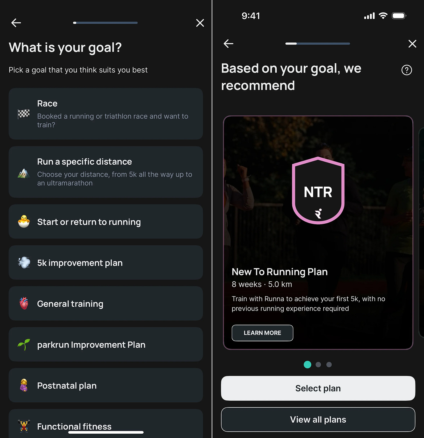 Runna app screenshots