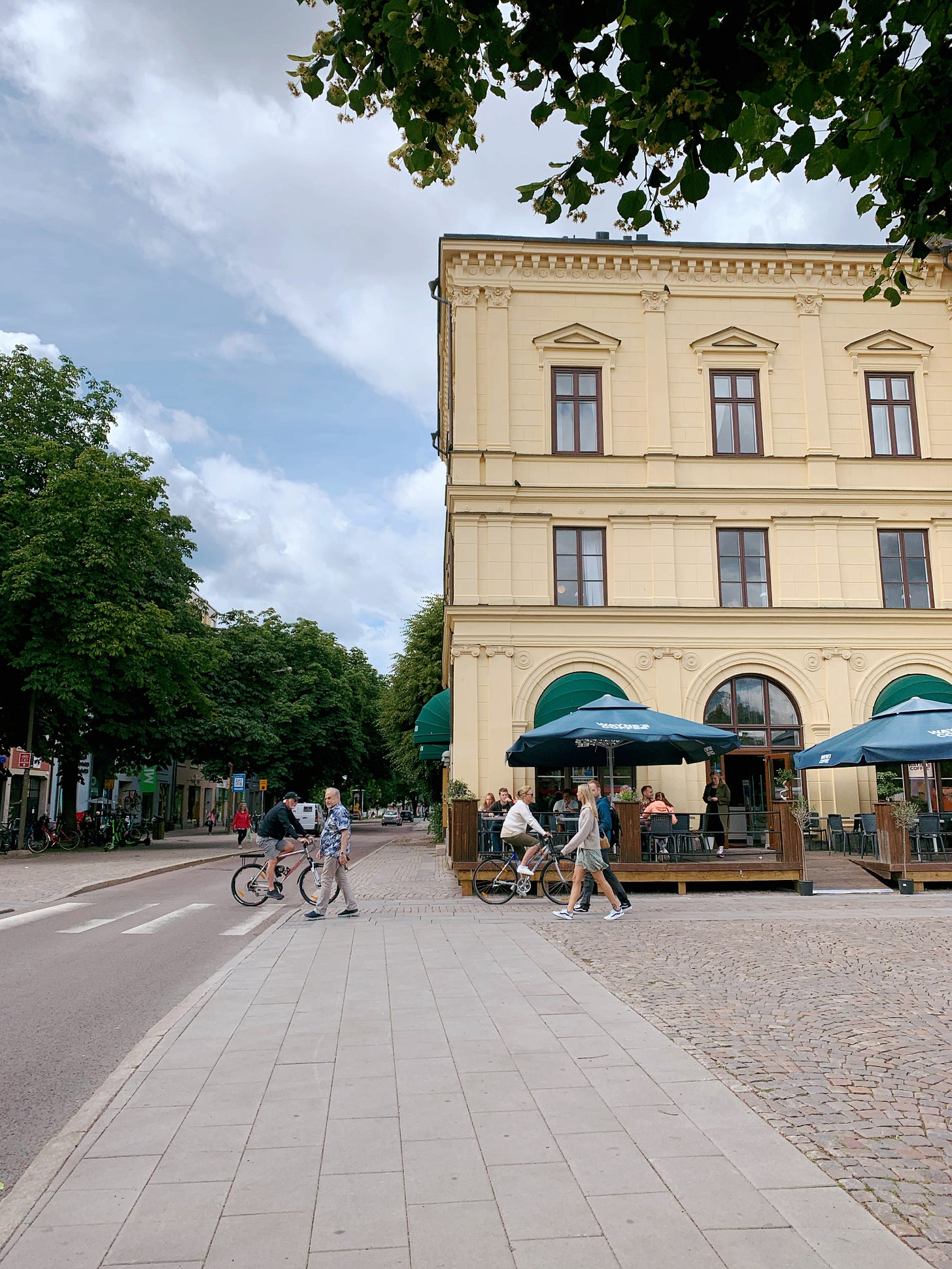 Street with sidewalk on each side as wide as the road