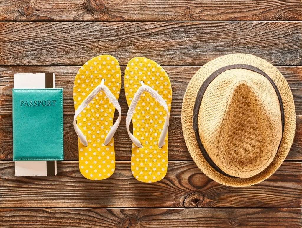 Travel and beach flat lay