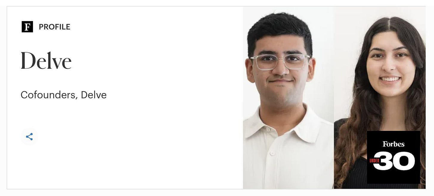 May be a graphic of one or more people, people smiling, eyeglasses, magazine, poster, office and text that says 'F PROFILE Delve Cofounders, Delve Forbes 30'