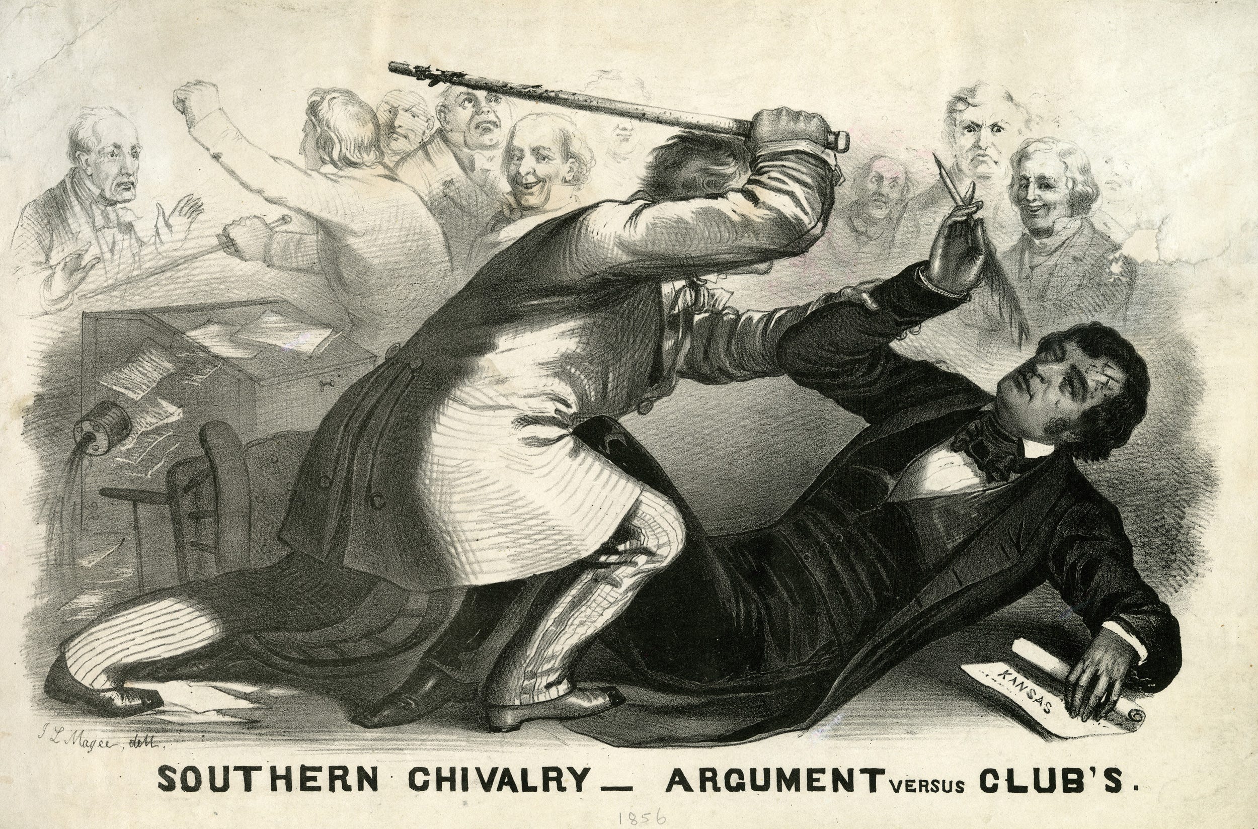 Man attacking other man (who's on the ground) with a heavy stick, while others, seemingly oblivious are in background Man attacking other man (who's on the ground) with a heavy stick, while others, seemingly oblivious are in background