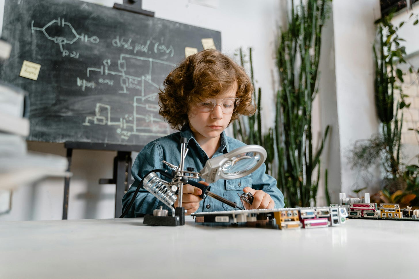 Close-Up Photo of a Smart Boy Doing a Science Experiment · Free Stock Photo