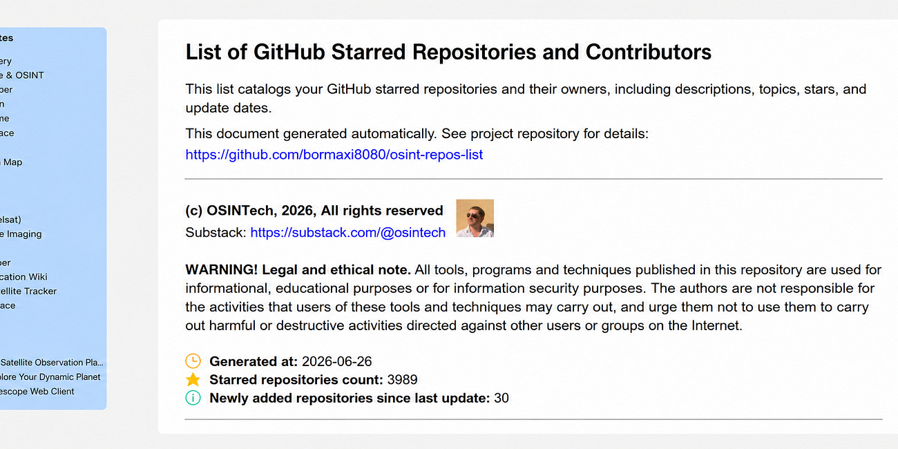 OSINT Repos Intelligence Pack update: 25.06.2026