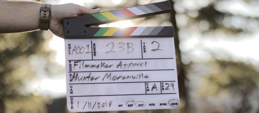 person holds clapperboard hunter moranville dated january 11, 2018 person holds clapperboard hunter moranville dated january 11, 2018