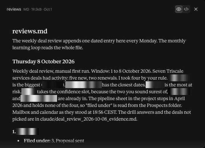 SCREENSHOT 4 The top of my reviews.md, with the entry from my first deal review