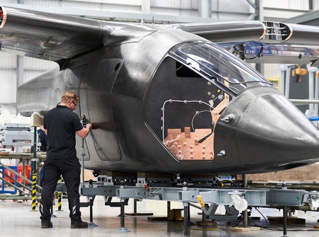 Vertical Aerospace’s all-electric flying demonstrator, the VX4, assembled and delivered from GKN Aerospace’s Global Technology Centre in Bristol Vertical Aerospace’s all-electric flying demonstrator, the VX4, assembled and delivered from GKN Aerospace’s Global Technology Centre in Bristol