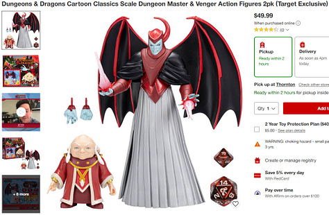Front & Back Boxes of D&D Cartoon Classics Action Figures: Diana, Hank, Bobby & Uni