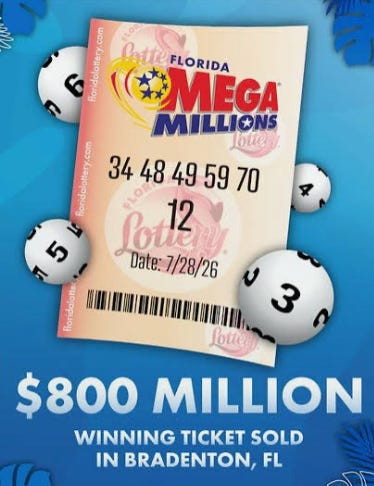 $803 Million Mega Millions Jackpot Claimed by Winner of Bradenton Ticket
