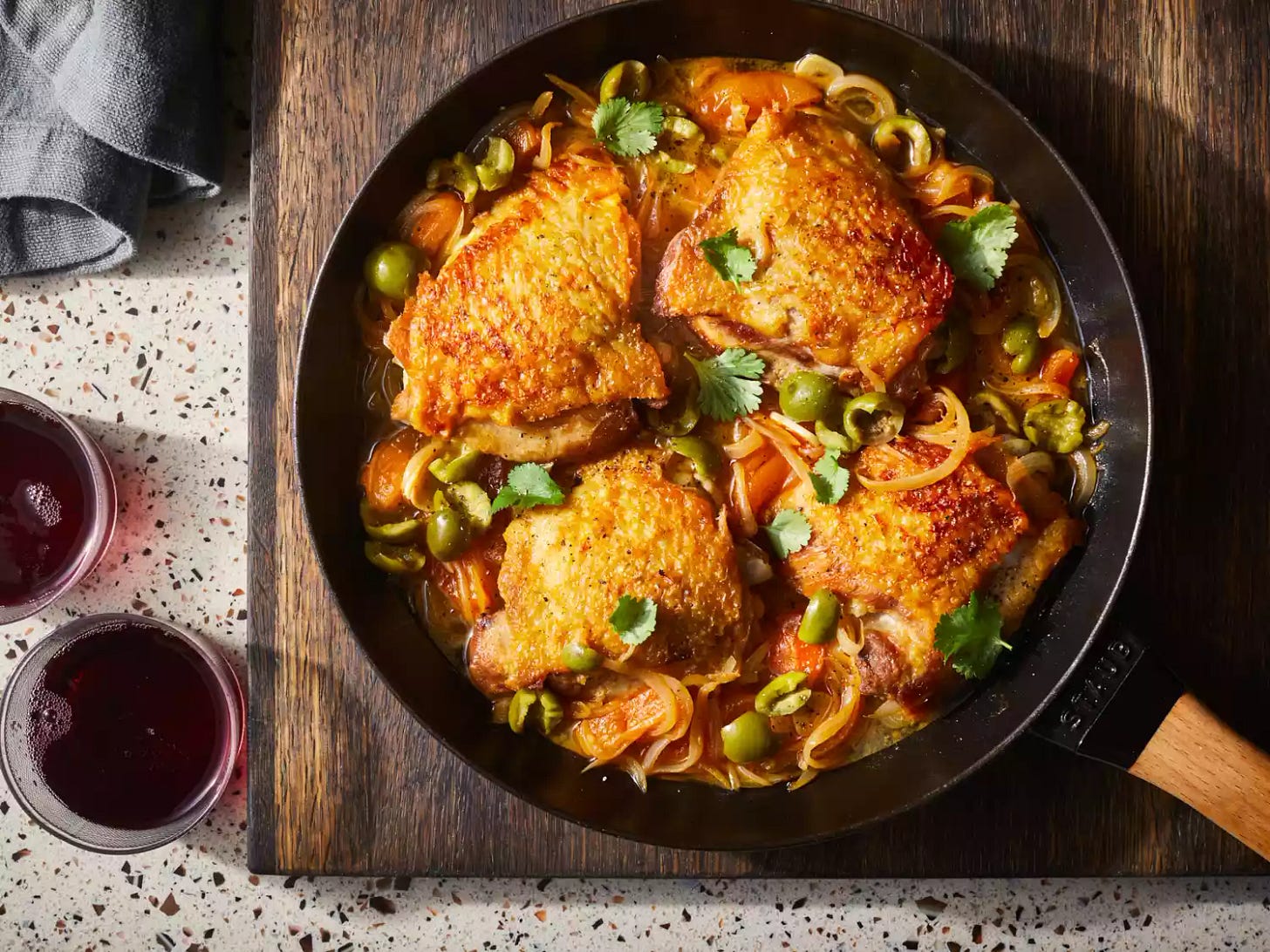 Braised Chicken Thighs with Olives and Apricots Recipe