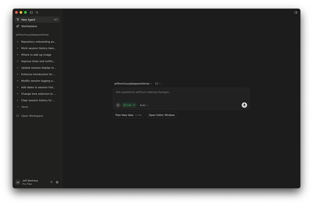 Screenshot of Cursor 3