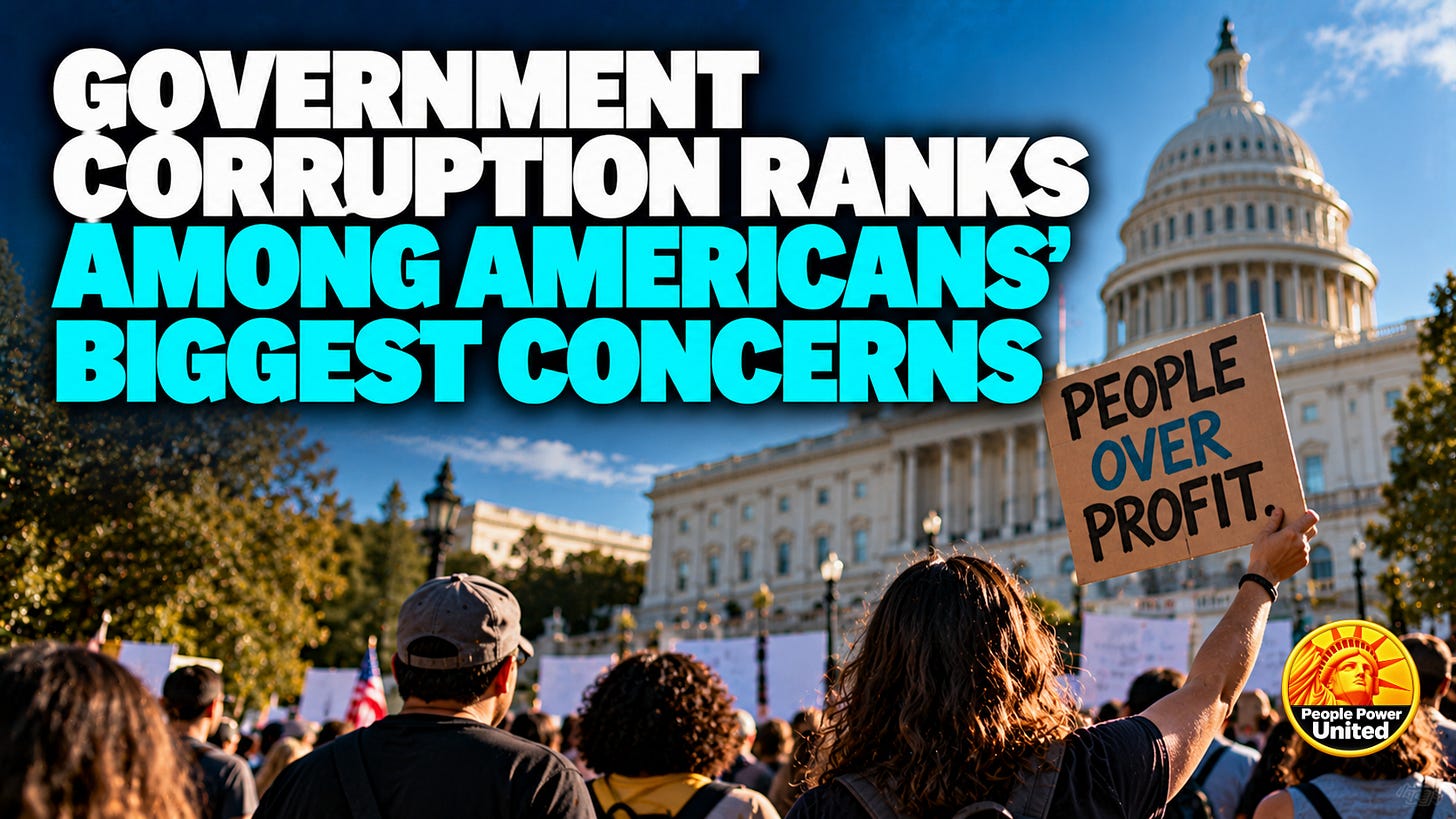 Government corruption ranks among Americans’ biggest concerns. Government corruption ranks among Americans’ biggest concerns.