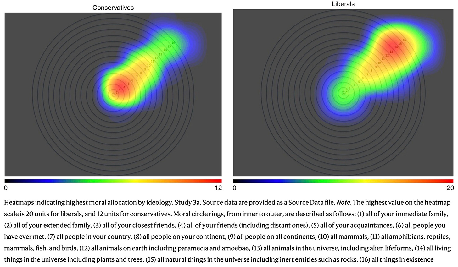 Heatmaps indicating highest moral allocation by ideology