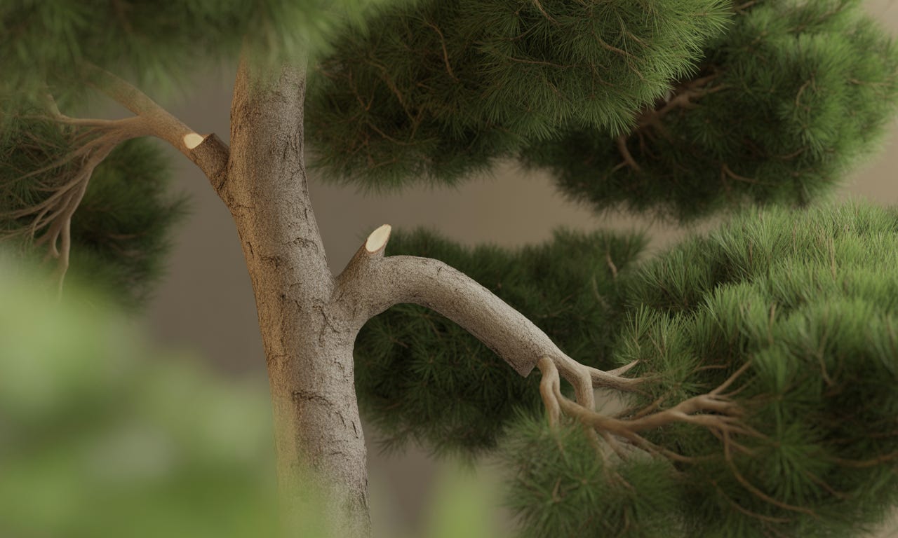 Graphic depicting a misshaped branch being adjusted for better alignment with the tree’s structure.